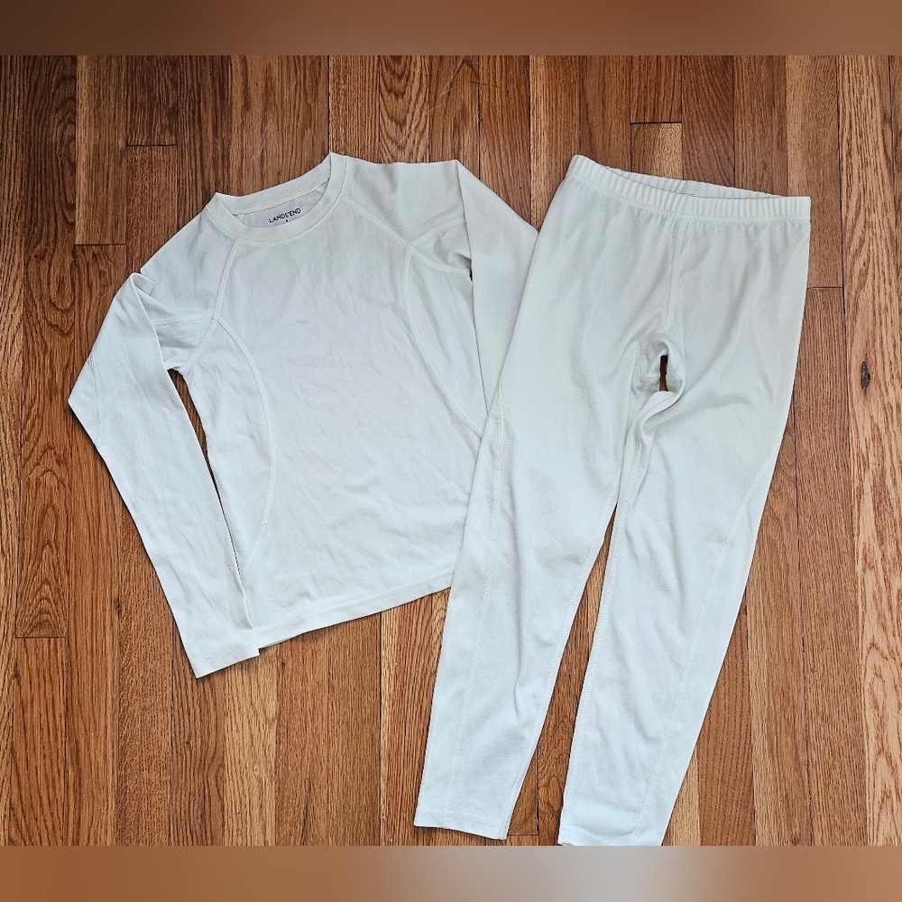 Kids Lands' End Thermal Set; size Small (7-8); color White